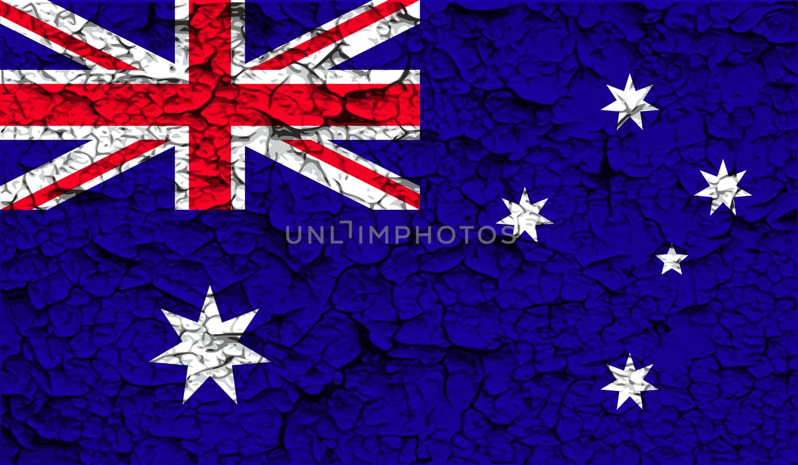 Flag of Australia with old texture.  illustration