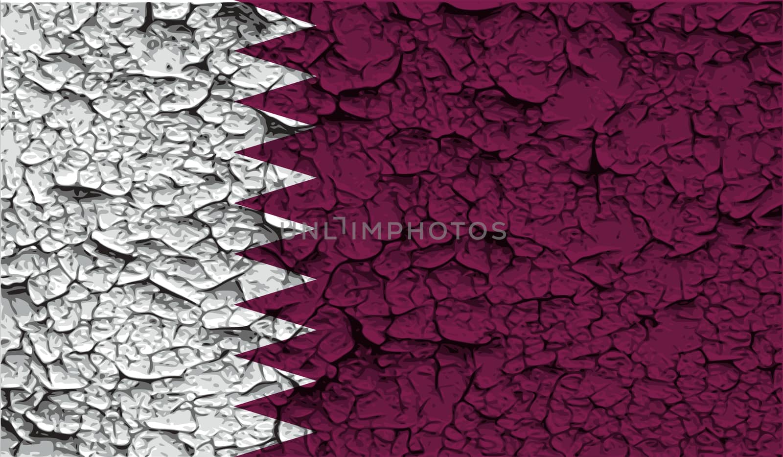 Flag of Qatar with old texture.  illustration