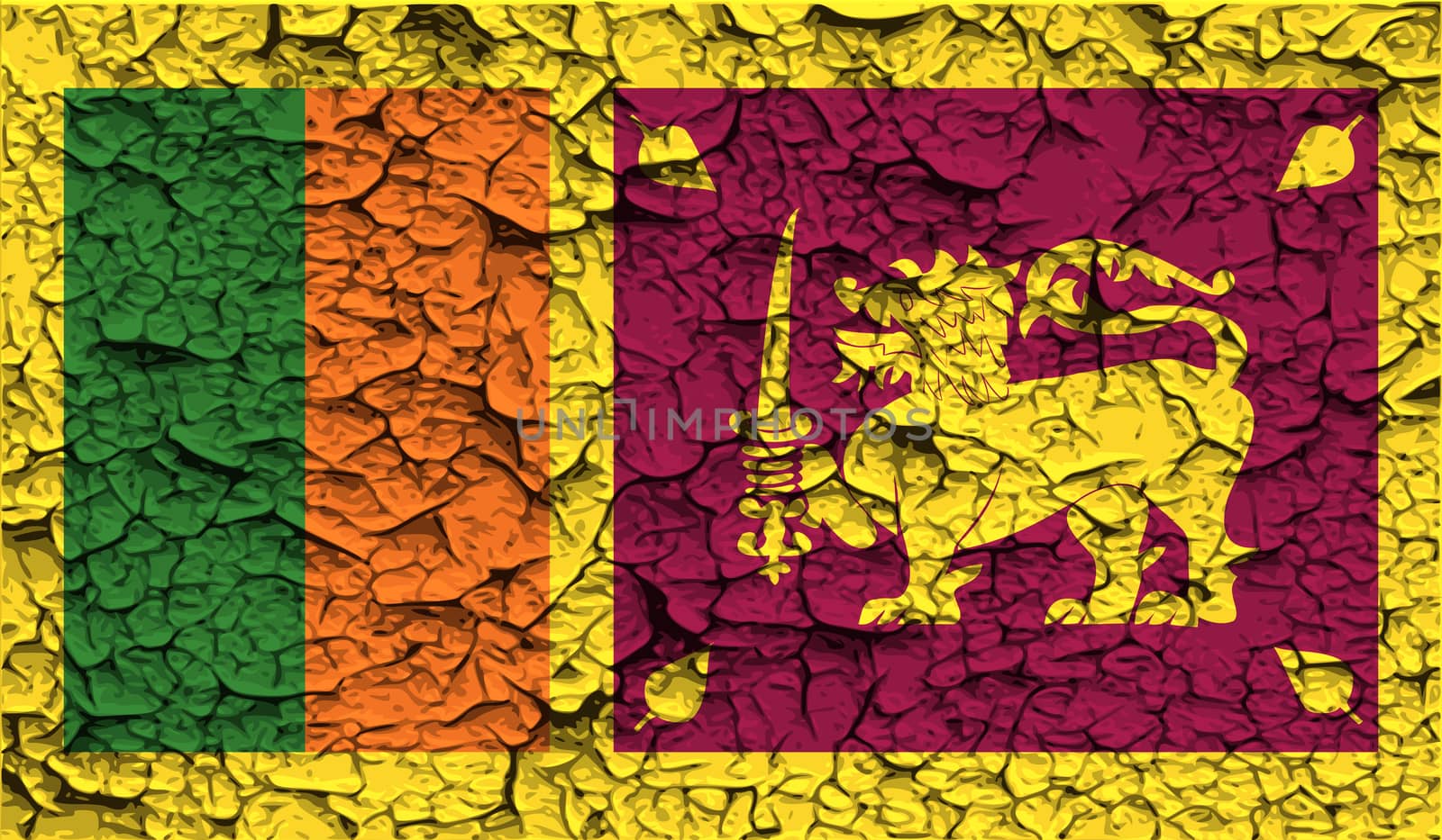 Flag of Sri Lanka with old texture.  by serhii_lohvyniuk