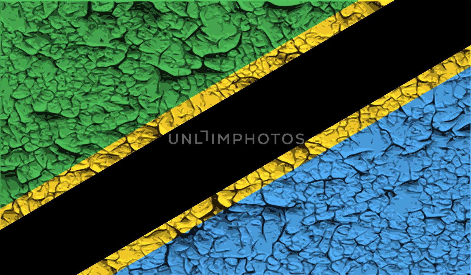 Flag of Tanzania with old texture.  illustration