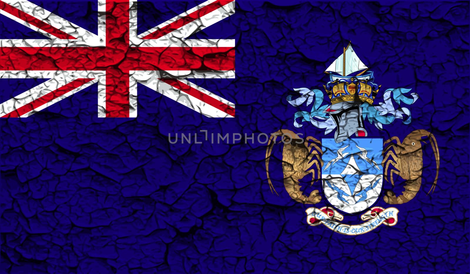 Flag of Tristan da Cunha with old texture.  illustration