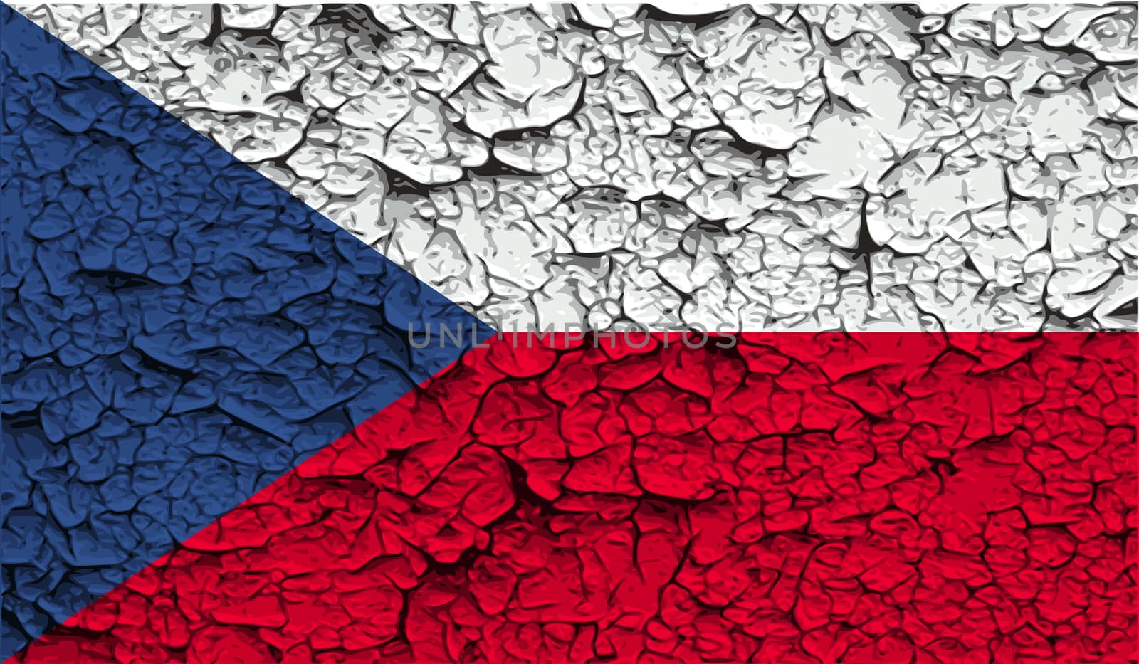 Flag of Czech Republic with old texture.  illustration