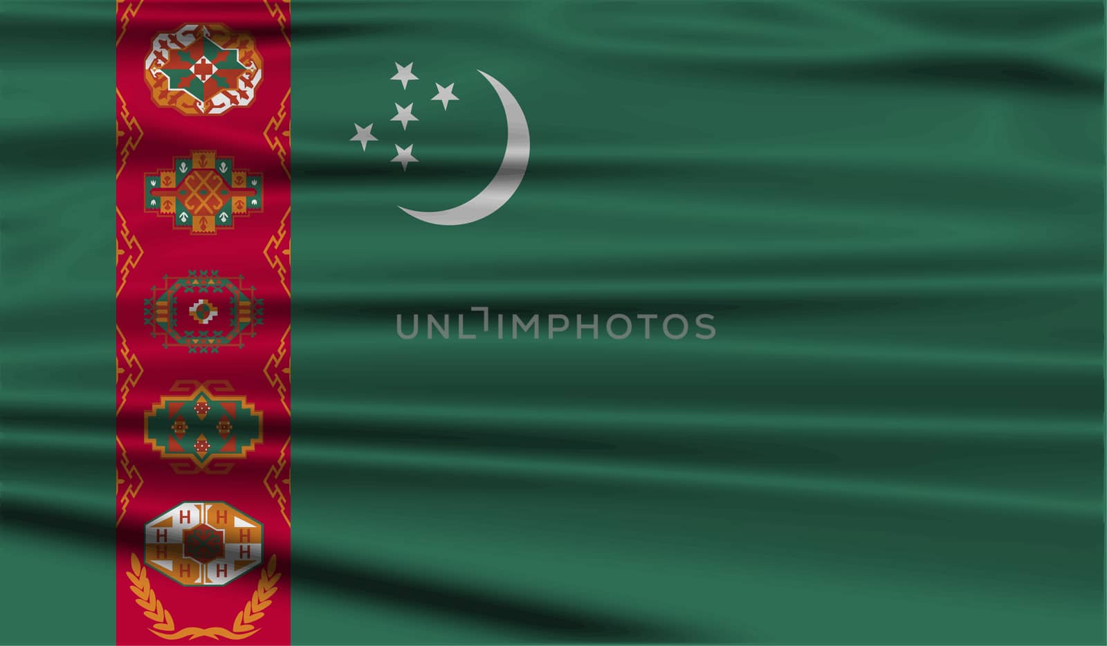 Flag of Turkmenistan with old texture.  by serhii_lohvyniuk
