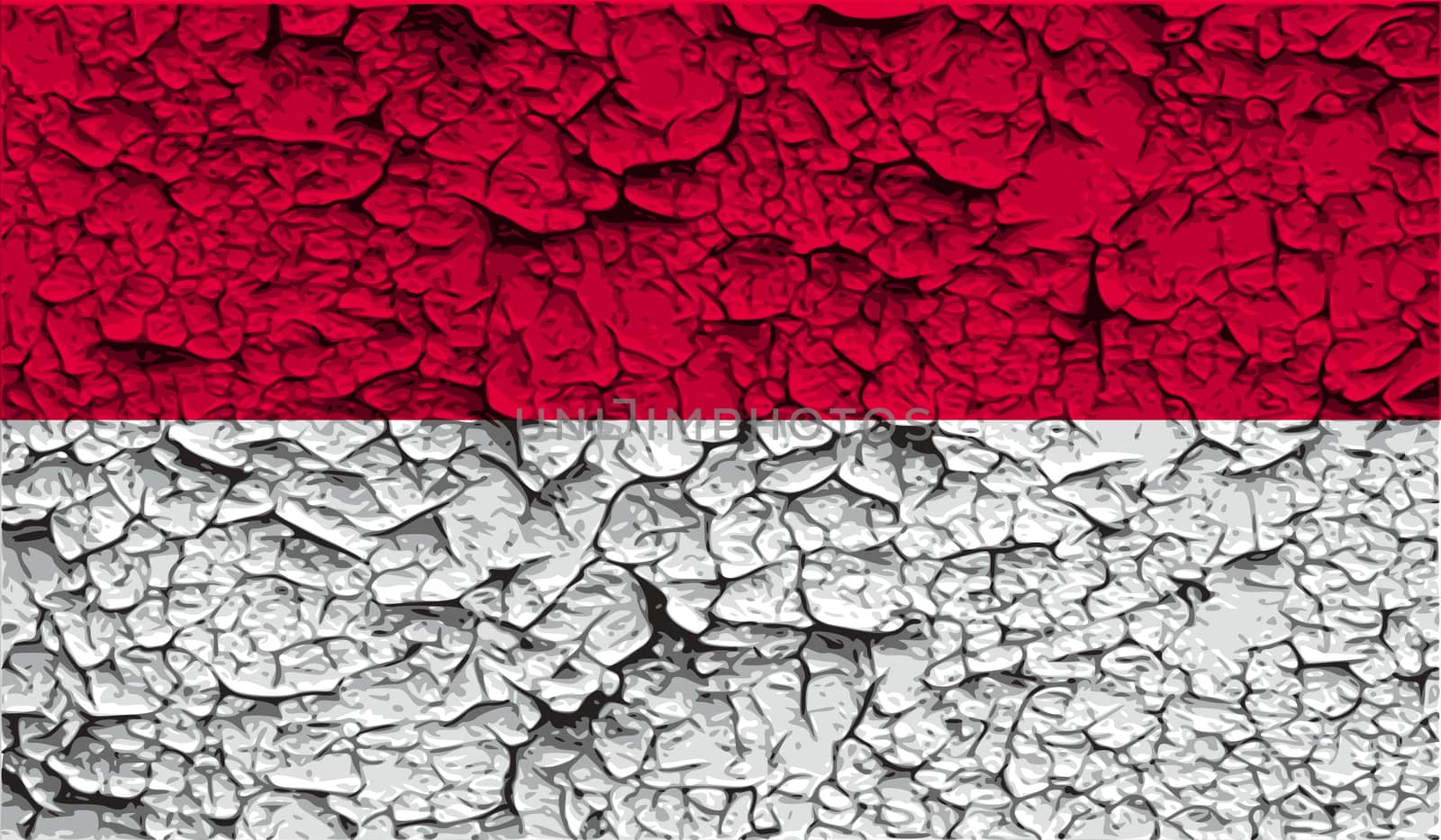 Flag of Indonesia with old texture.  illustration