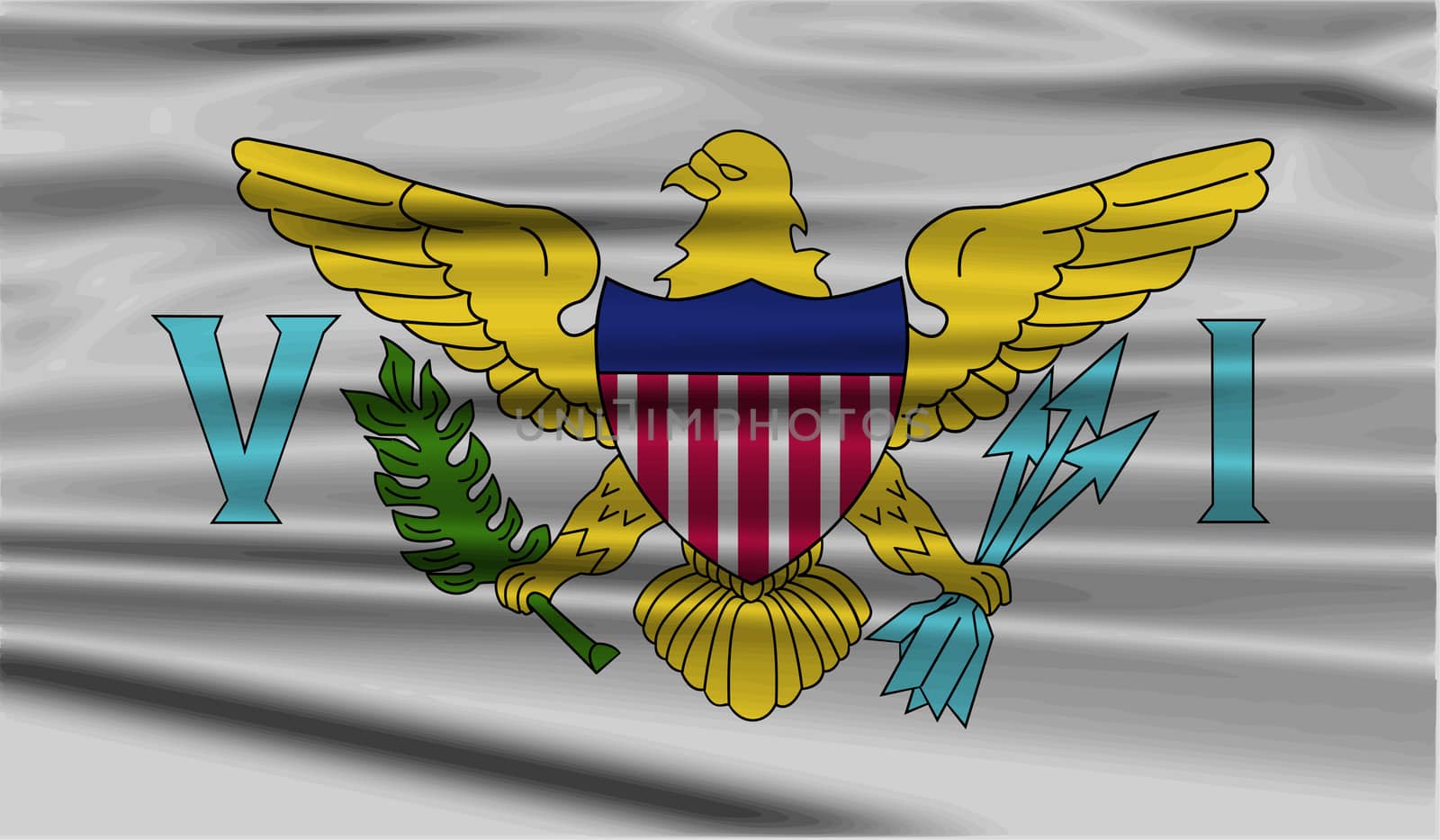 Flag of Virgin Islands US with old texture.  illustration