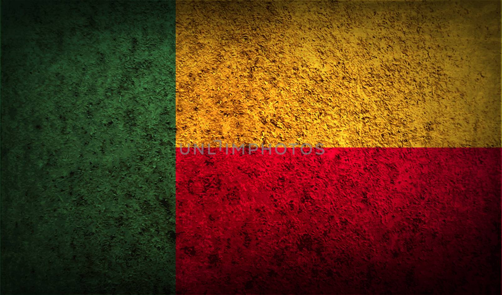 Flag of Benin with old texture.  by serhii_lohvyniuk