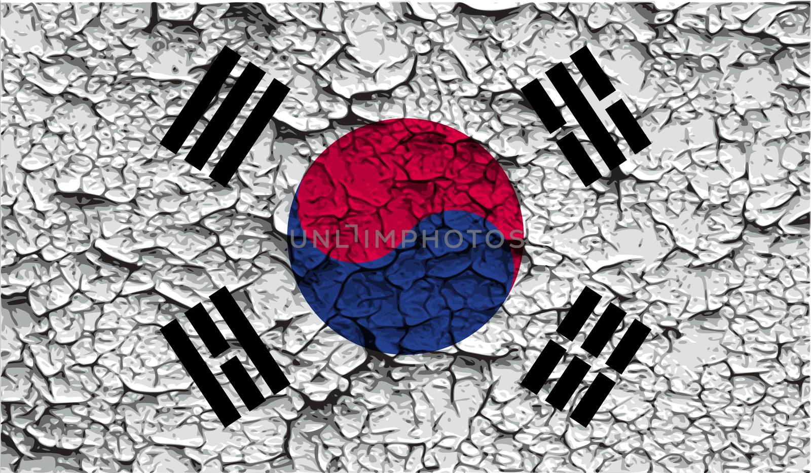 Flag of South Korea with old texture.  by serhii_lohvyniuk