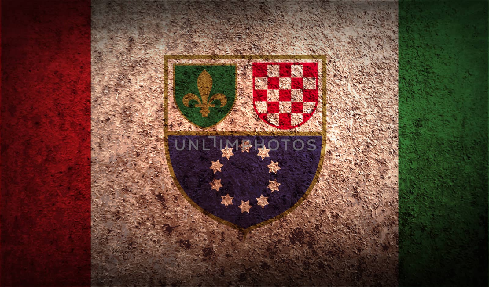 Flag of Bosnia and Herzegovina Federation with old texture.  by serhii_lohvyniuk