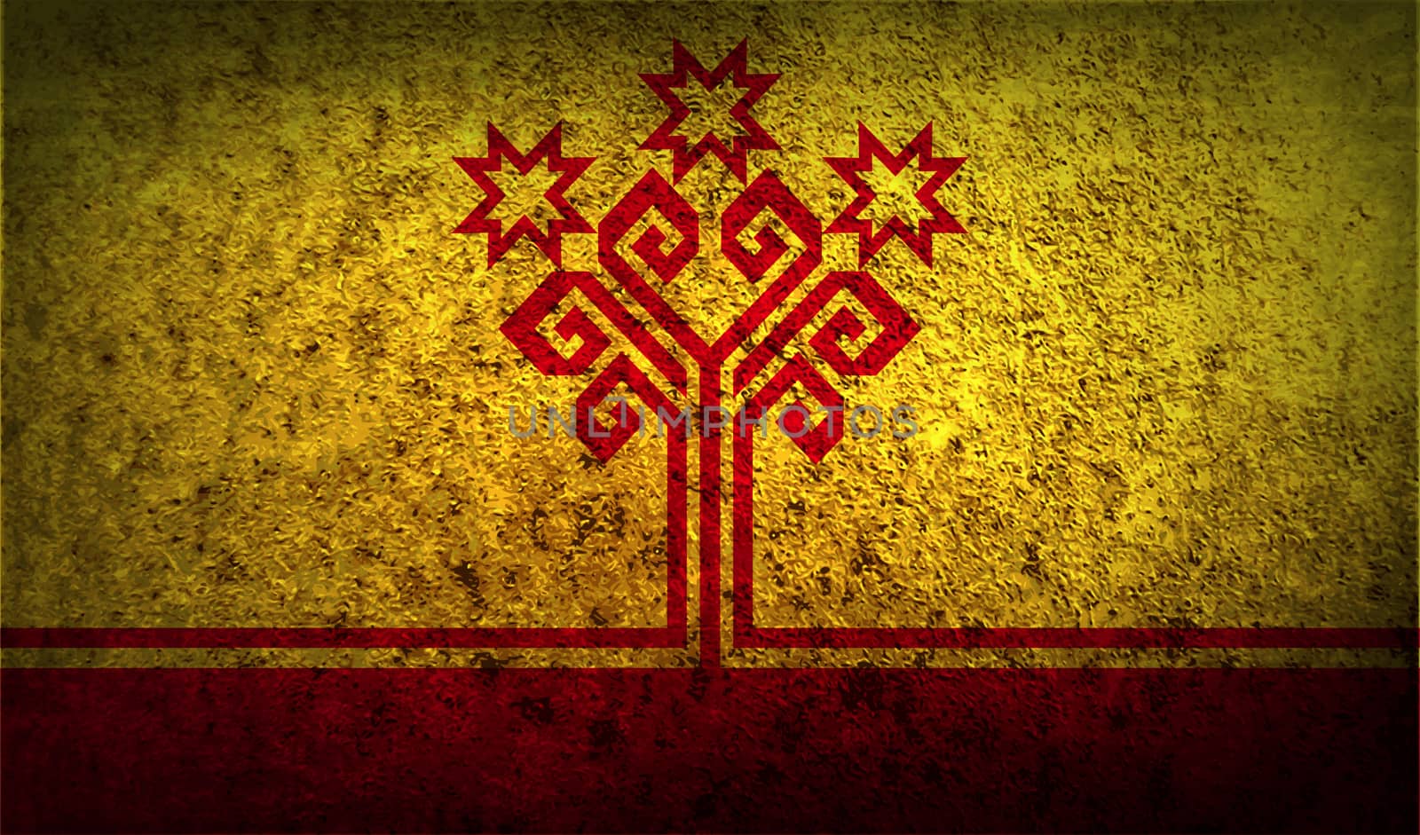 Flag of Chuvashia with old texture.  by serhii_lohvyniuk