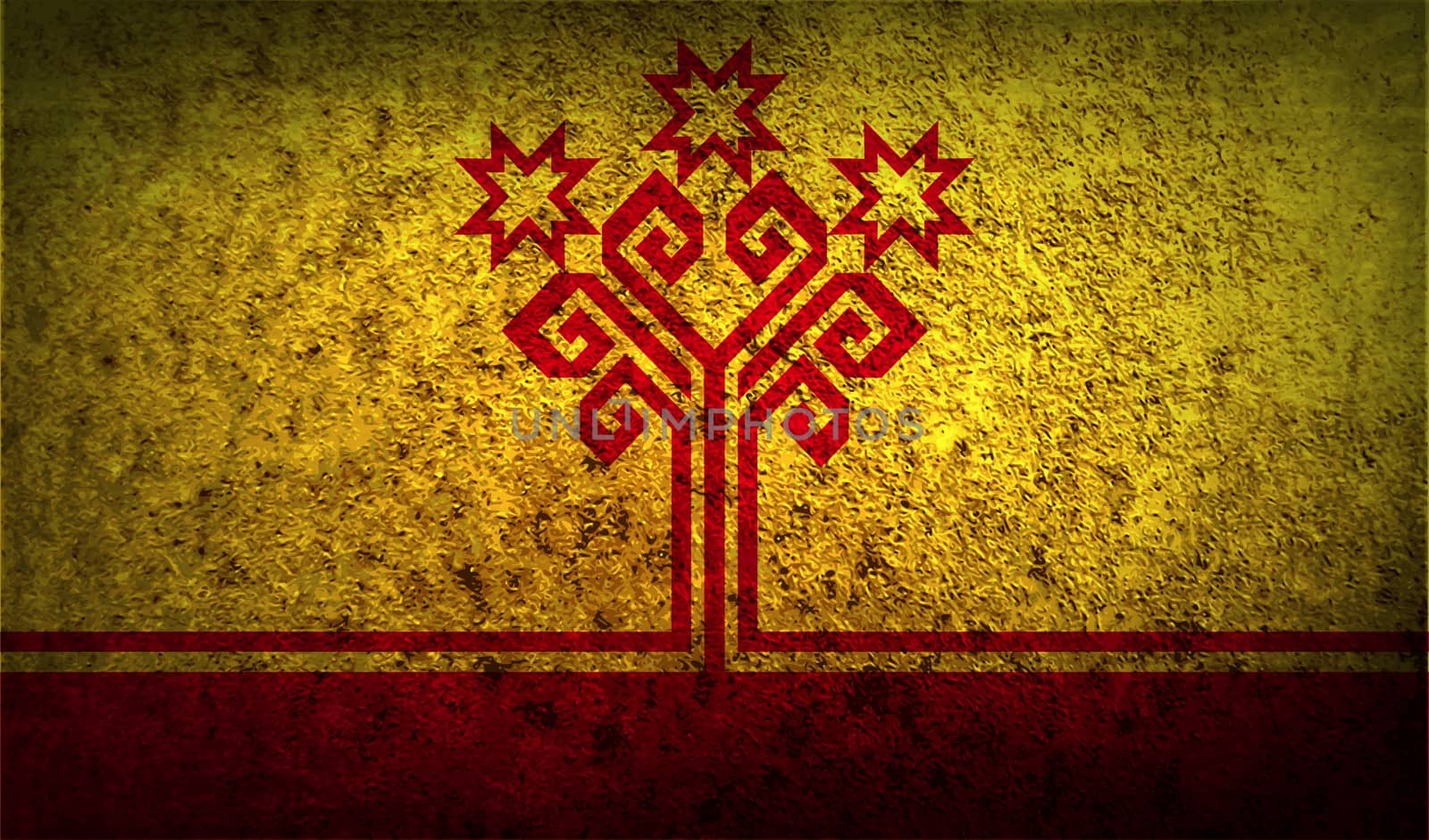 Flag of Chuvashia with old texture.  illustration