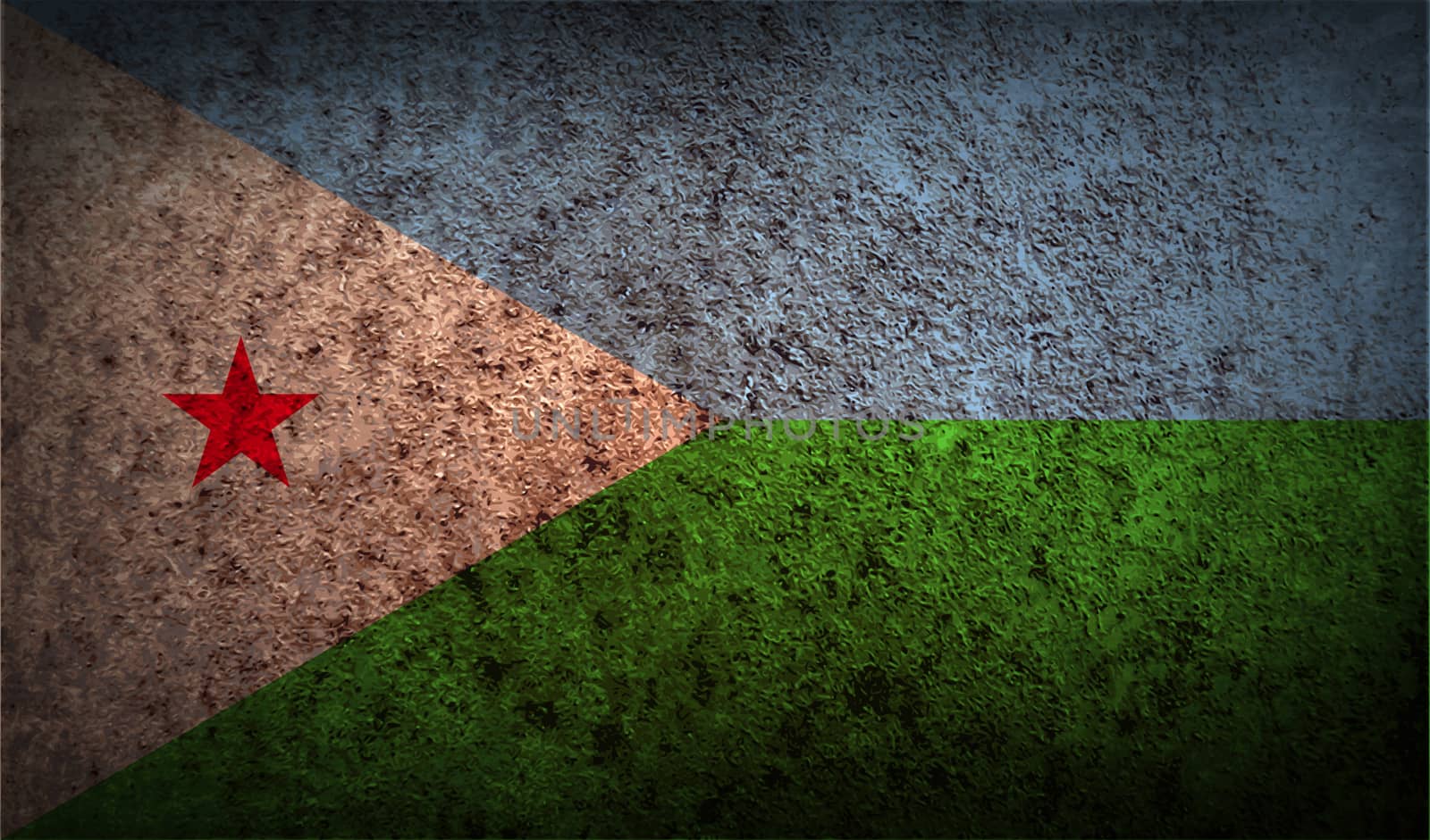 Flag of Djibouti with old texture.  illustration