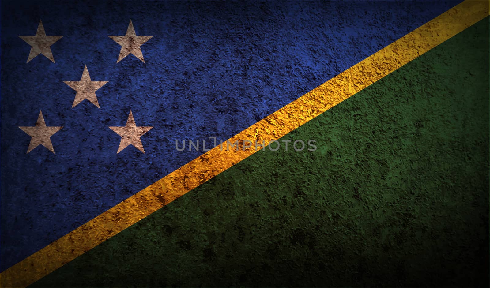 Flag of Solomon Islands with old texture.  by serhii_lohvyniuk