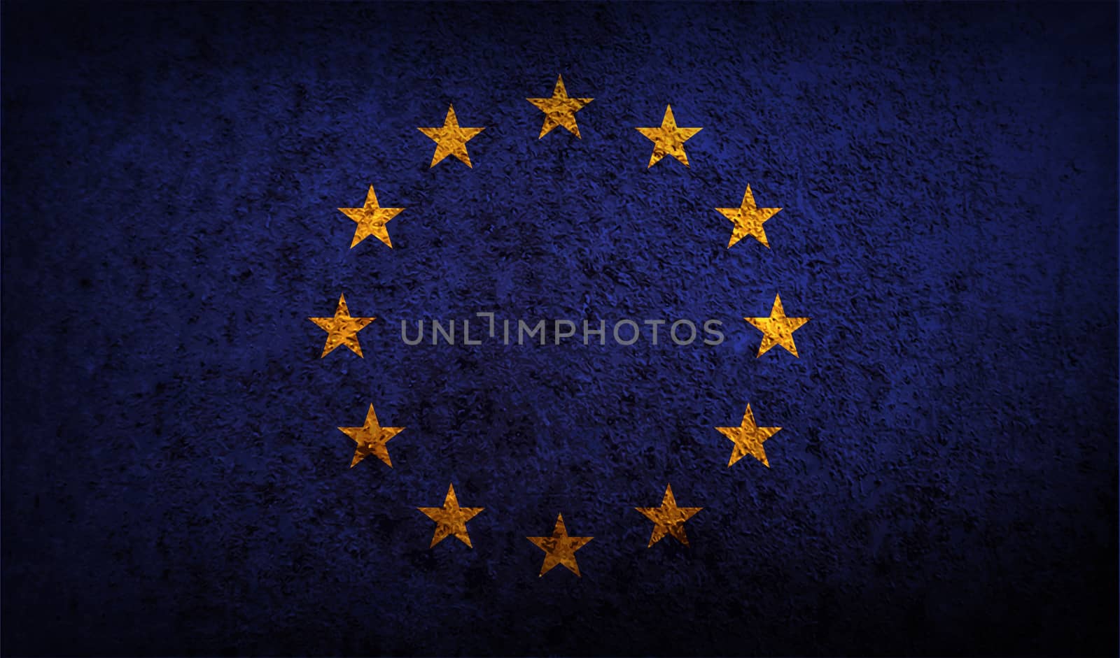 Flag of European Union with old texture. Vector illustration