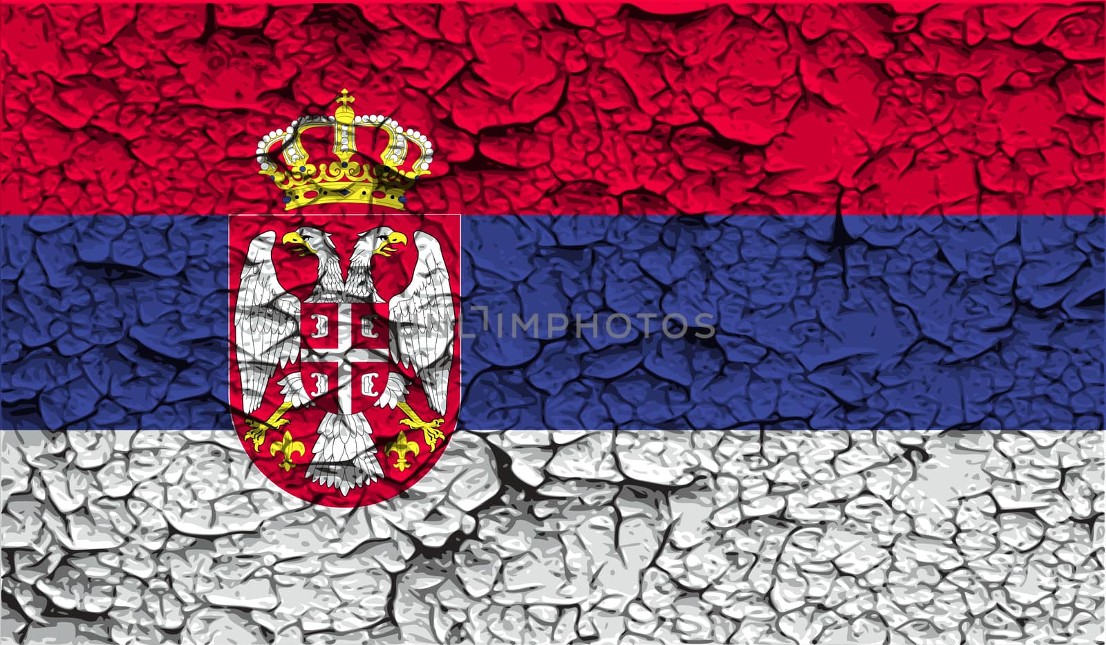 Flag of Serbia with old texture.  illustration