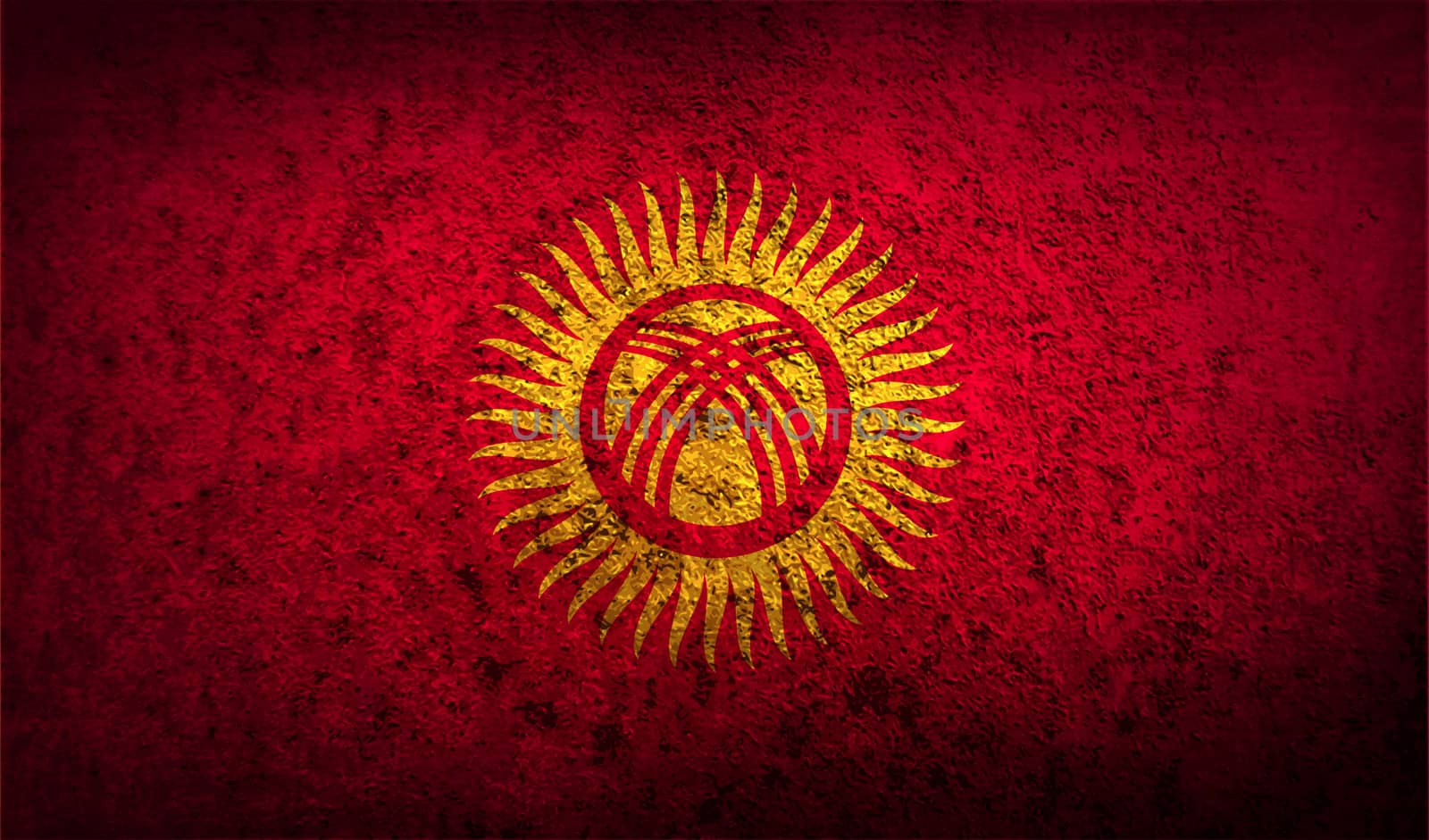 Flag of Kyrgyzstan with old texture.  illustration