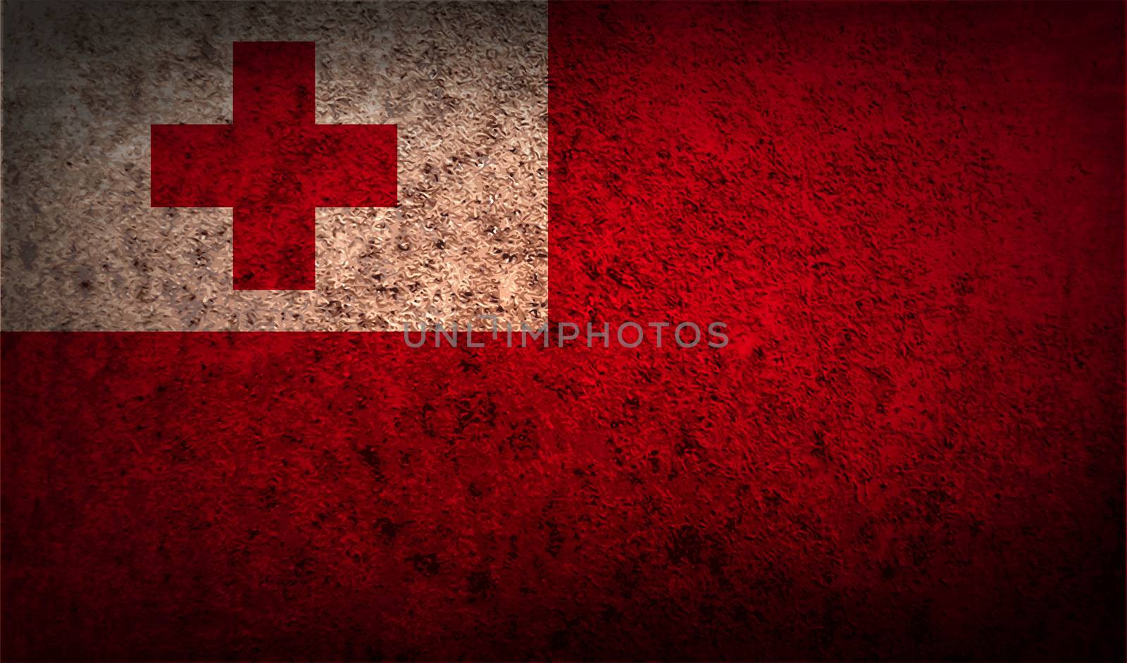 Flag of Tonga with old texture.  by serhii_lohvyniuk