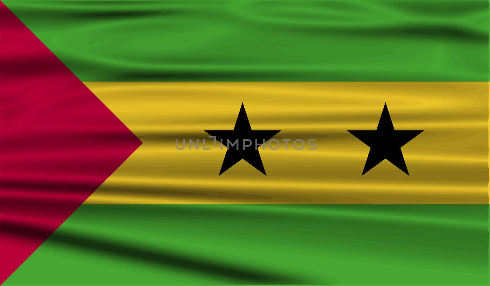 Flag of Sao Tome and Principe with old texture.  illustration