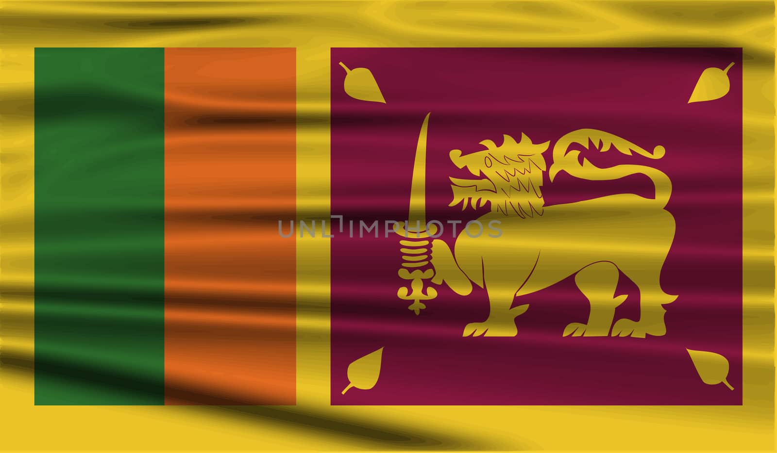 Flag of Sri Lanka with old texture.  illustration