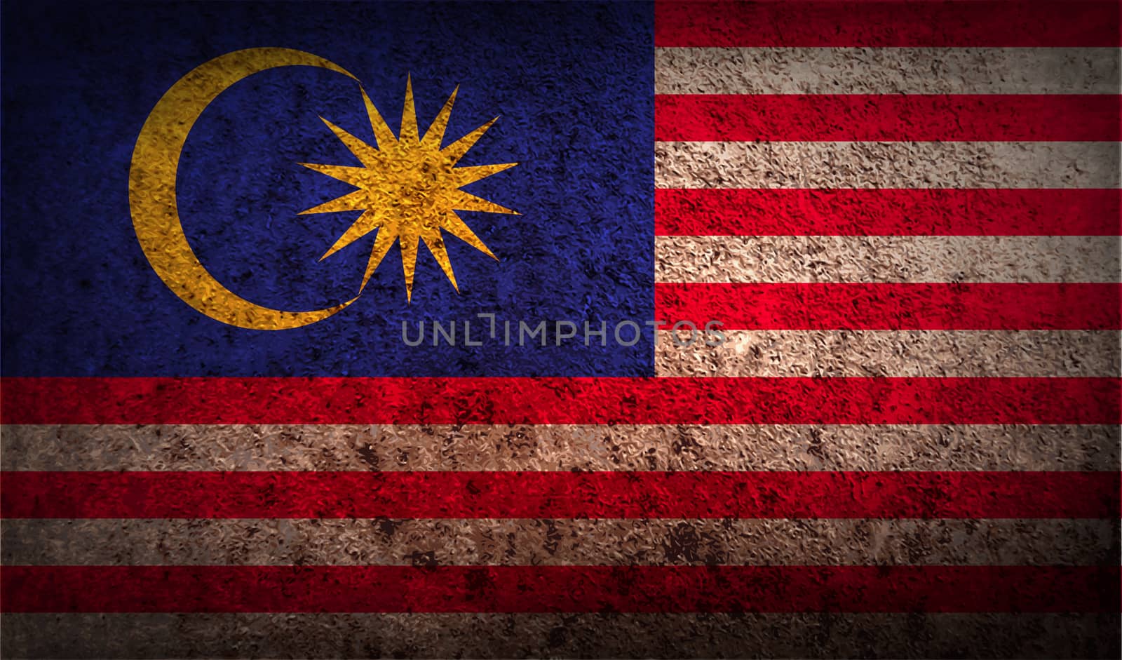 Flag of Malaysia with old texture.  illustration