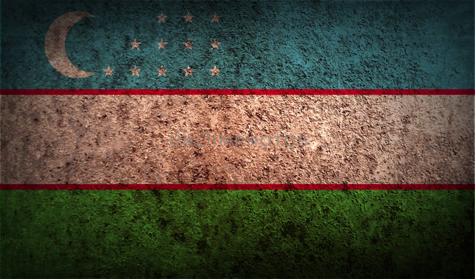 Flag of Uzbekistan with old texture.  by serhii_lohvyniuk