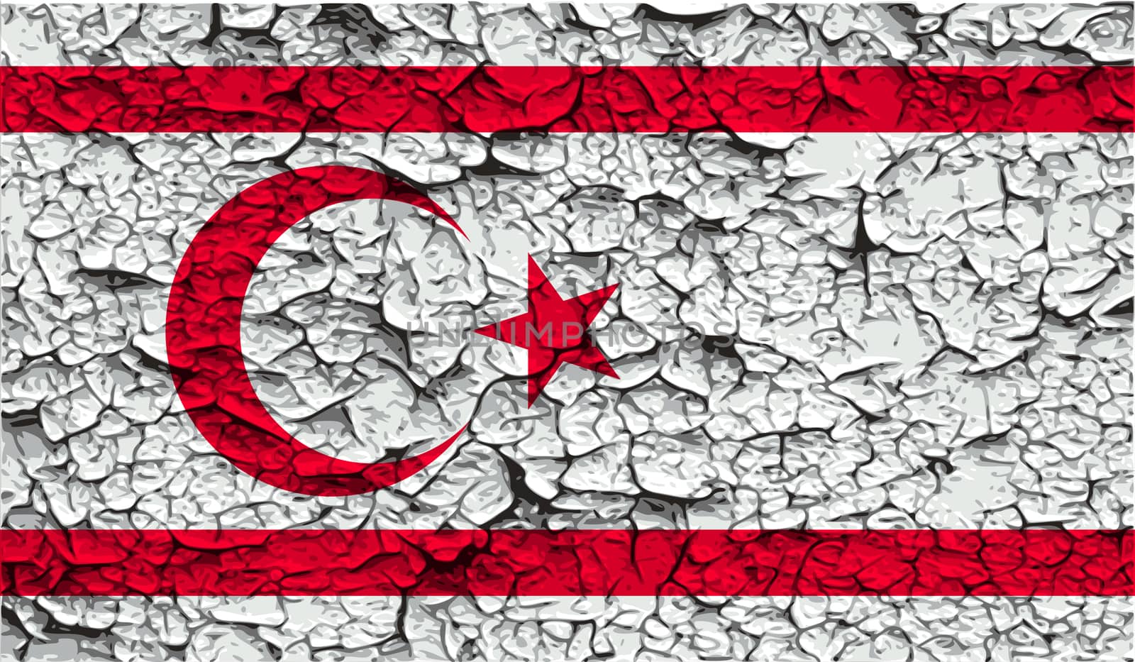 Flag of Turkish and Northern Cyprus with old texture.  illustration