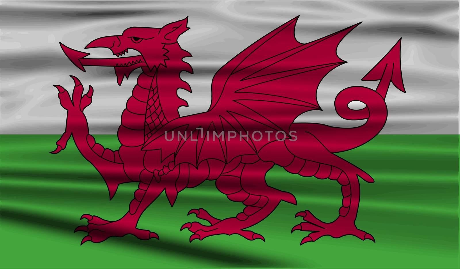 Flag of Wales with old texture.  illustration