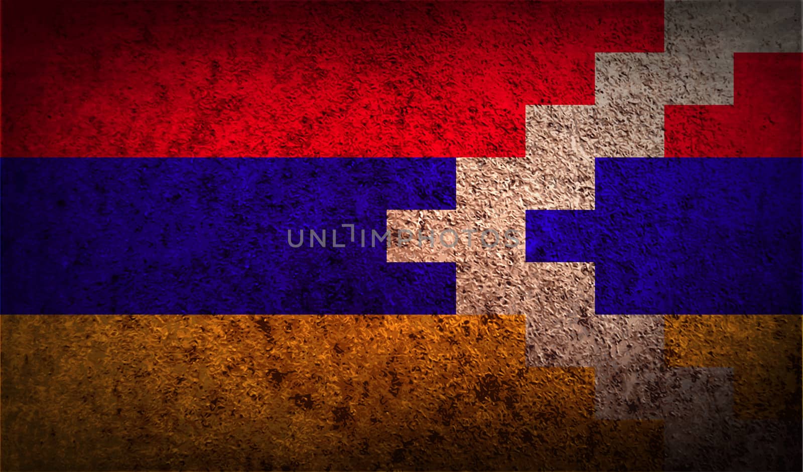 Flag of Karabakh Republic with old texture.  illustration