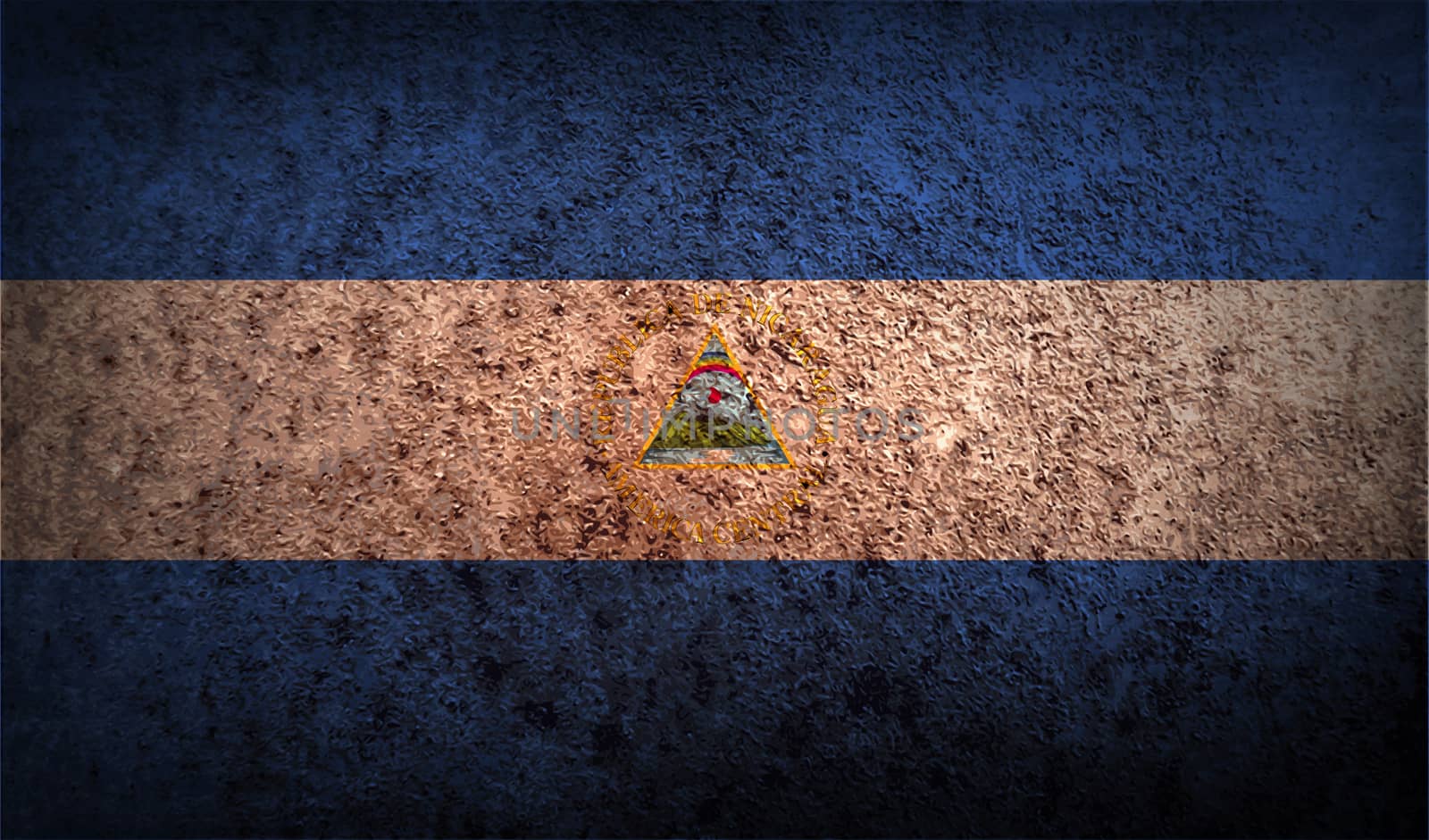 Flag of Nicaragua with old texture.  illustration