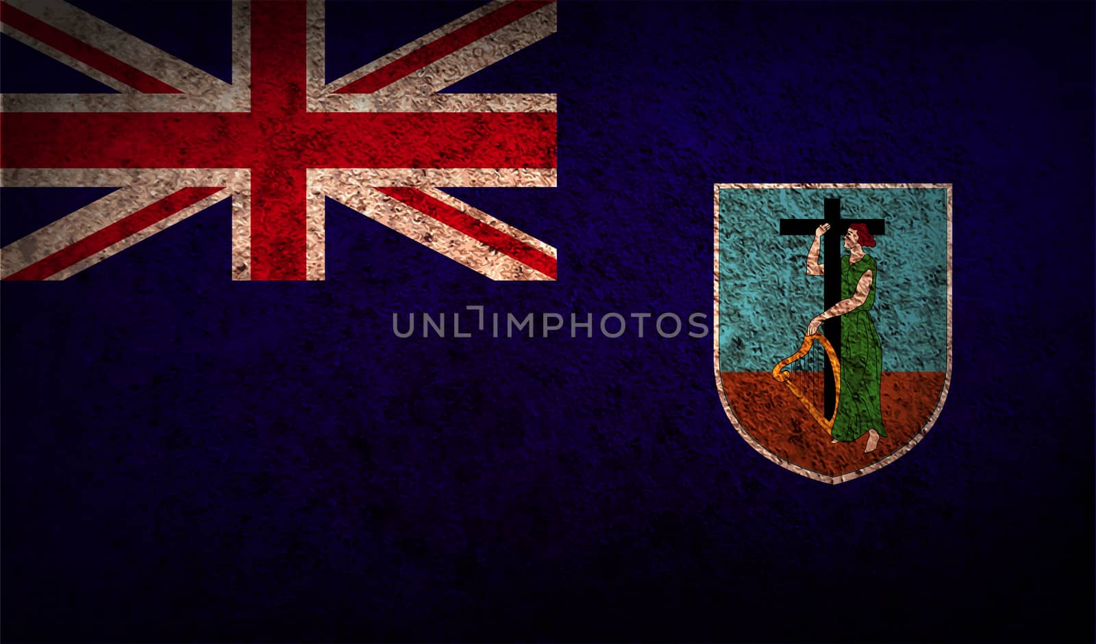 Flag of Montserrat with old texture.  illustration