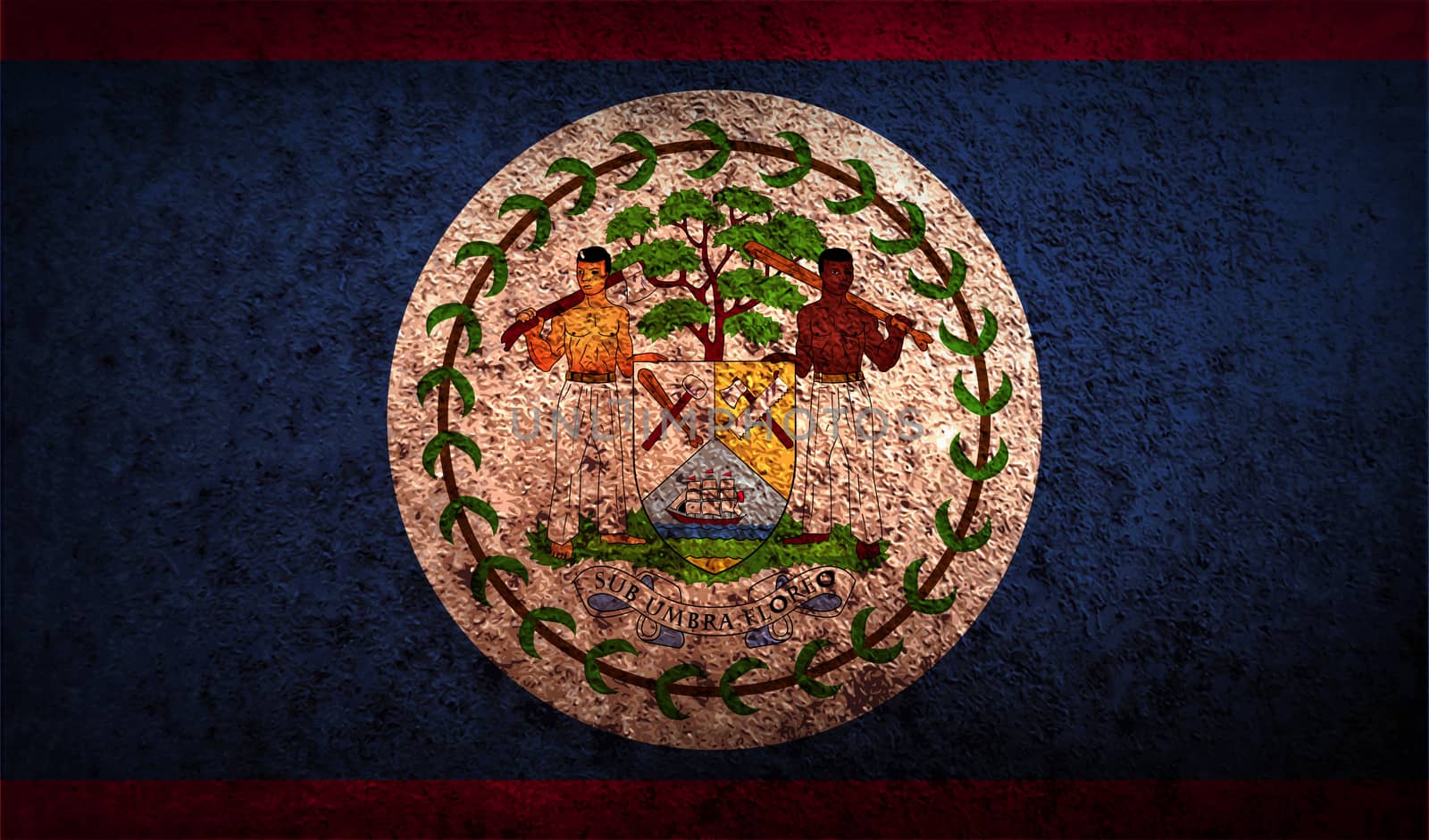 Flag of Belize with old texture.  illustration