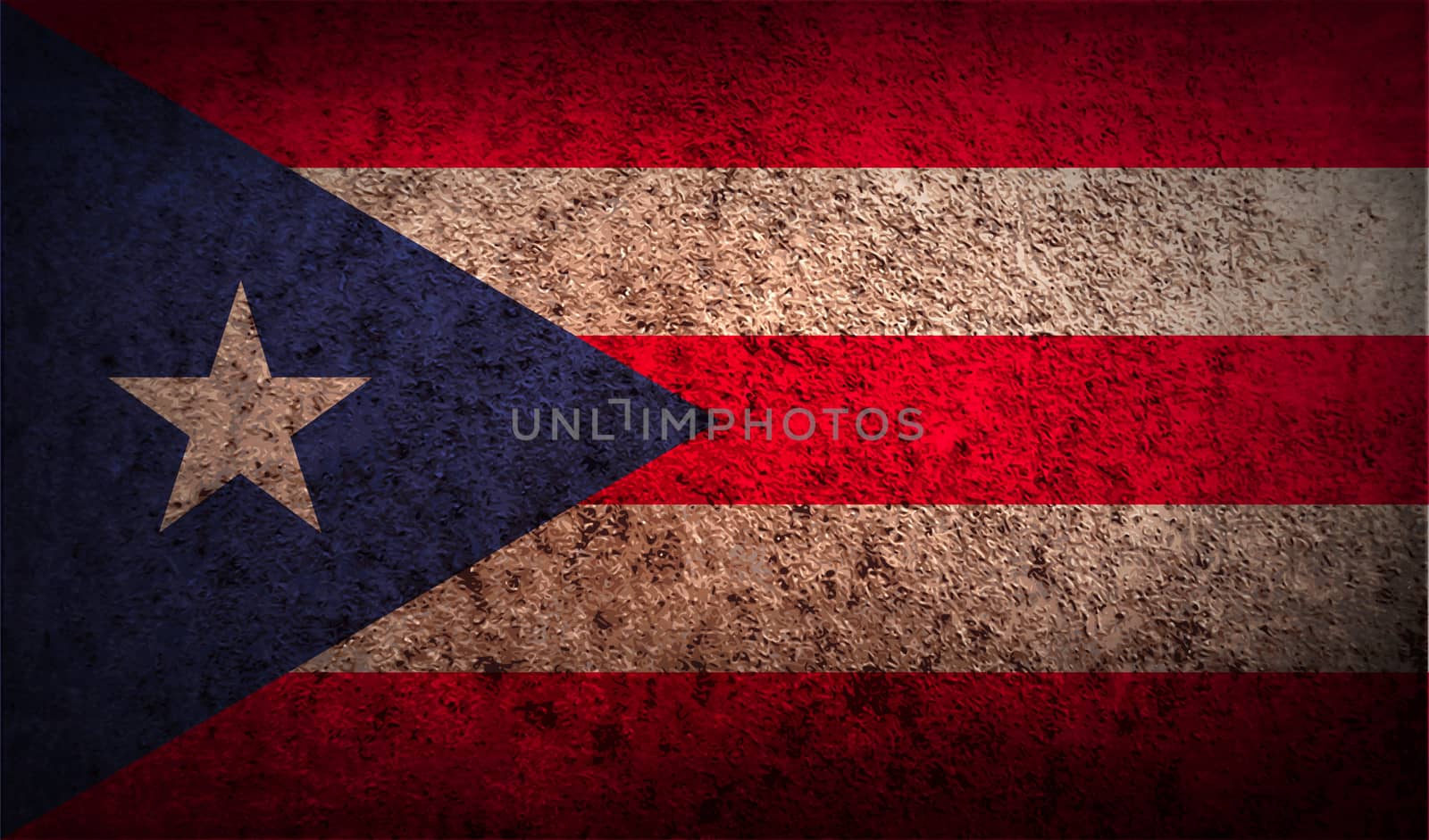 Flag of Puerto Rico with old texture.  by serhii_lohvyniuk