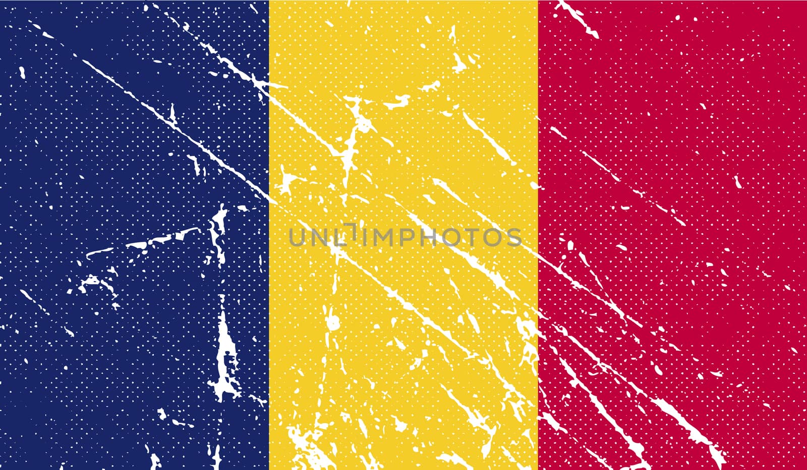 Flag of Chad with old texture.  illustration