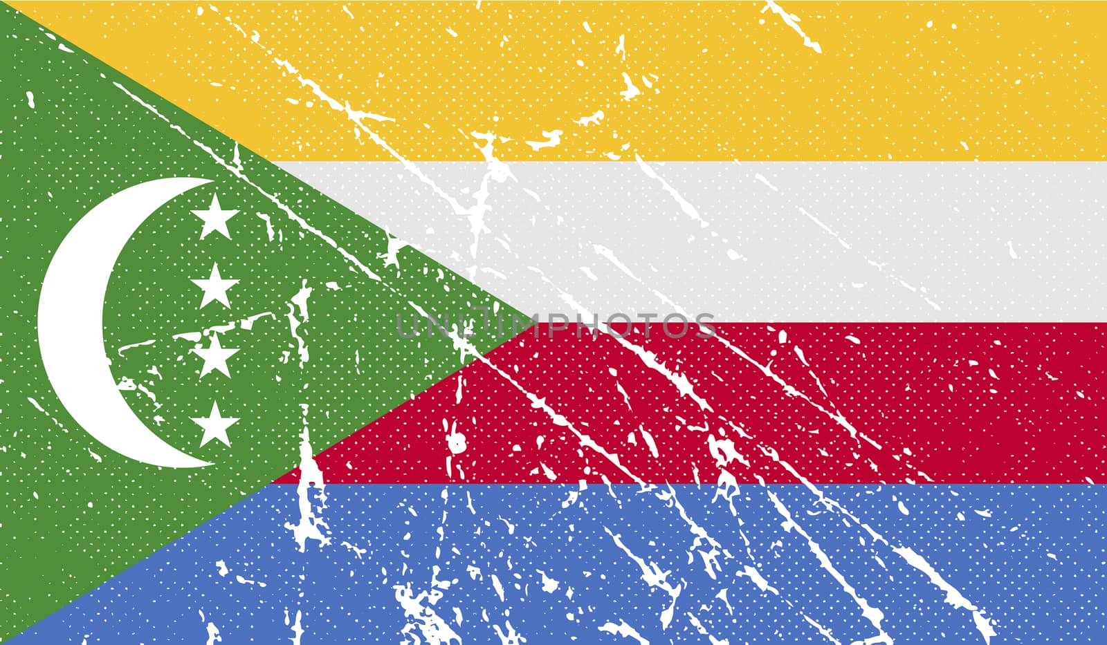 Flag of Comoros with old texture.  by serhii_lohvyniuk