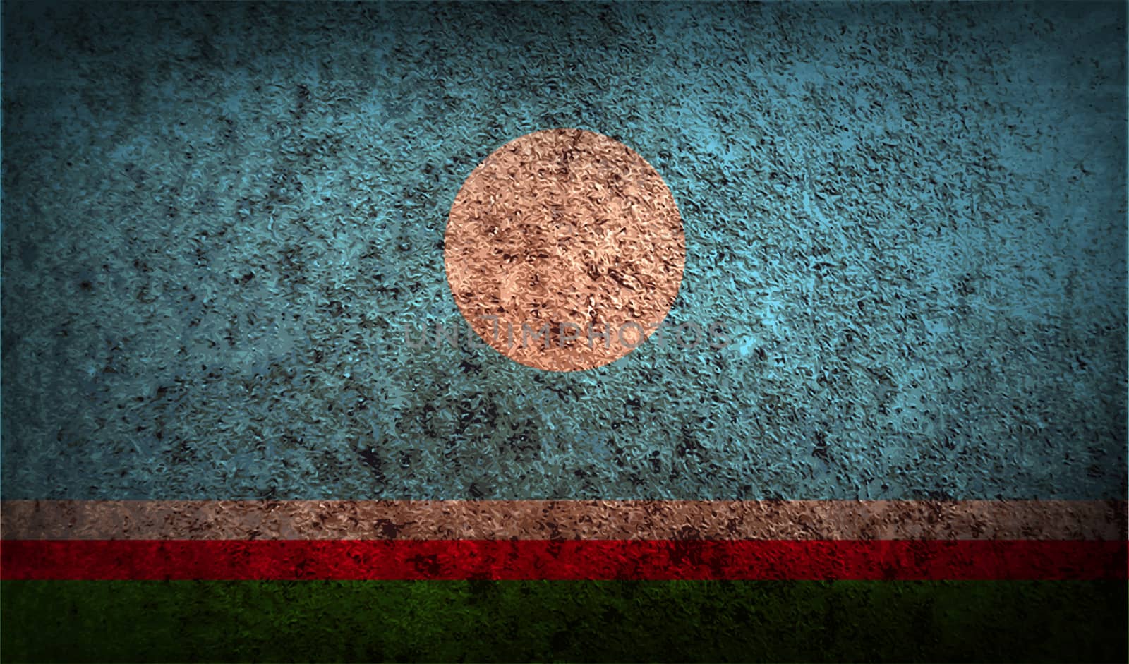 Flag of  Sakha Yakutia Republic, Russia with old texture.  illustration