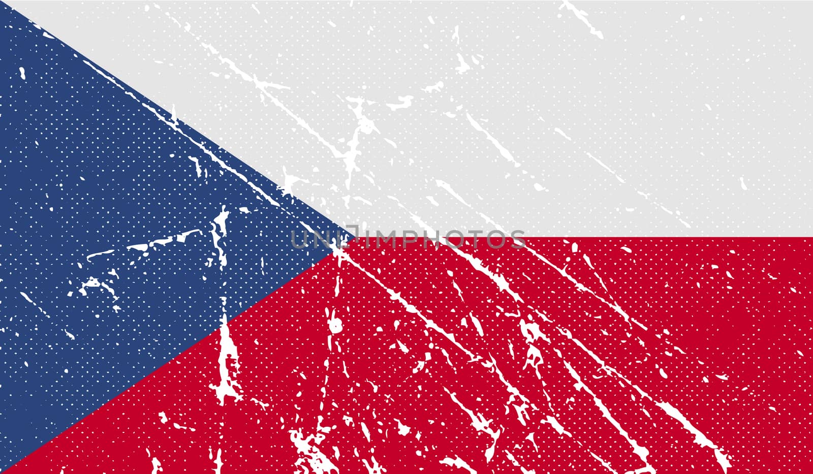 Flag of Czech Republic with old texture.  illustration