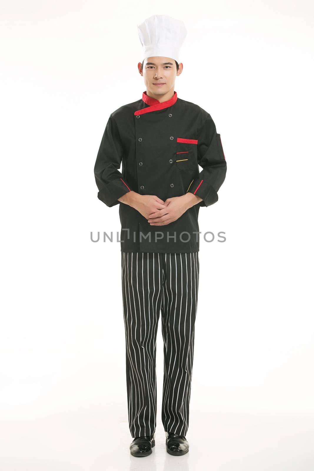 Wearing all kinds of clothing chef dietitian in front of white background