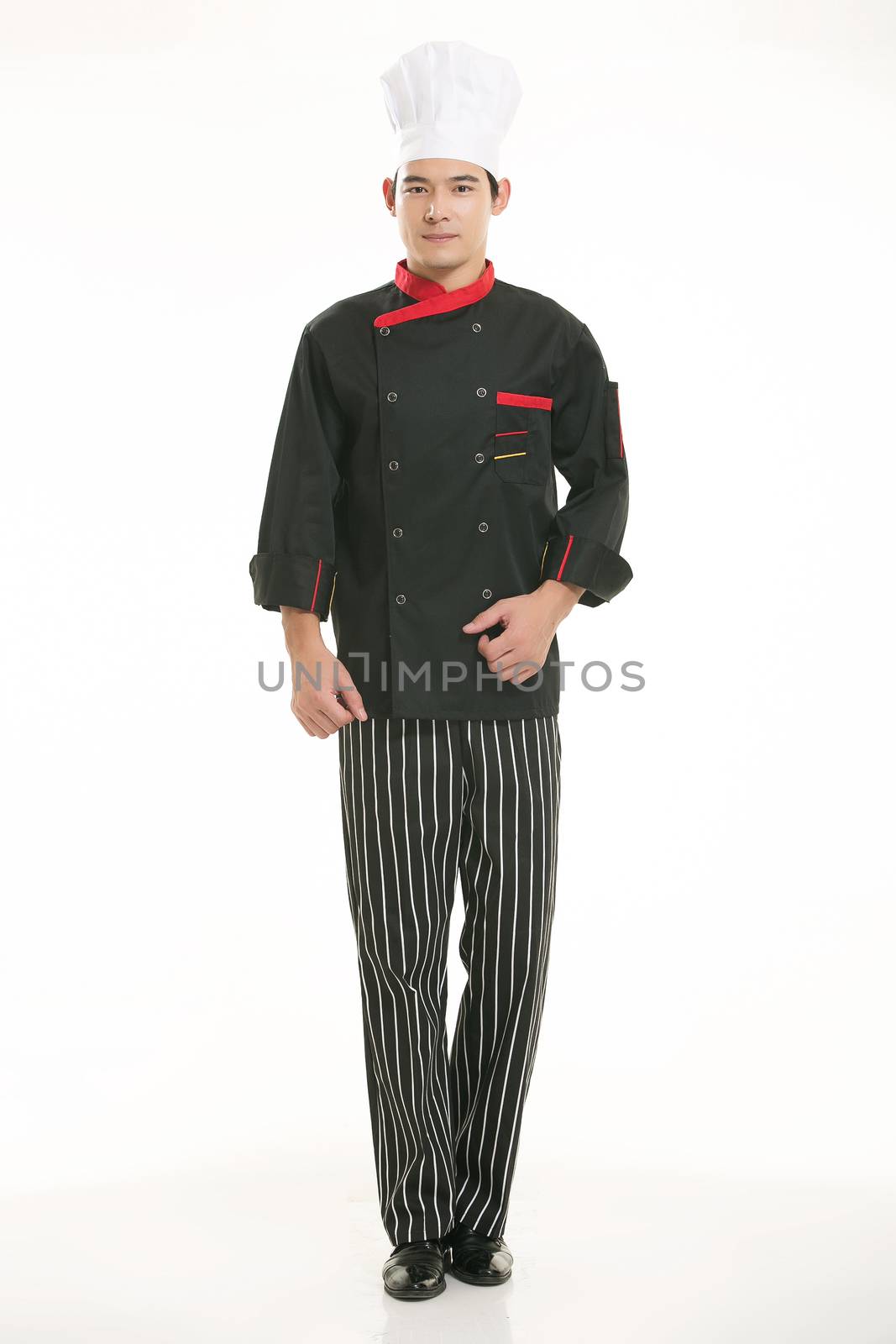 Wearing all kinds of clothing chef dietitian in front of white background