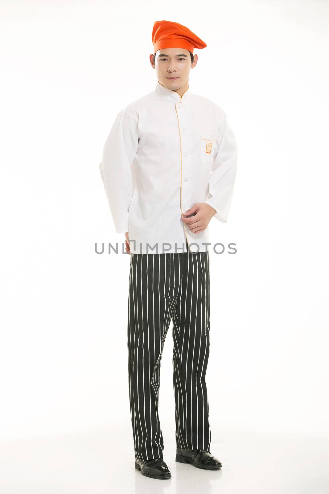 Wearing all kinds of clothing chef dietitian in front of white background