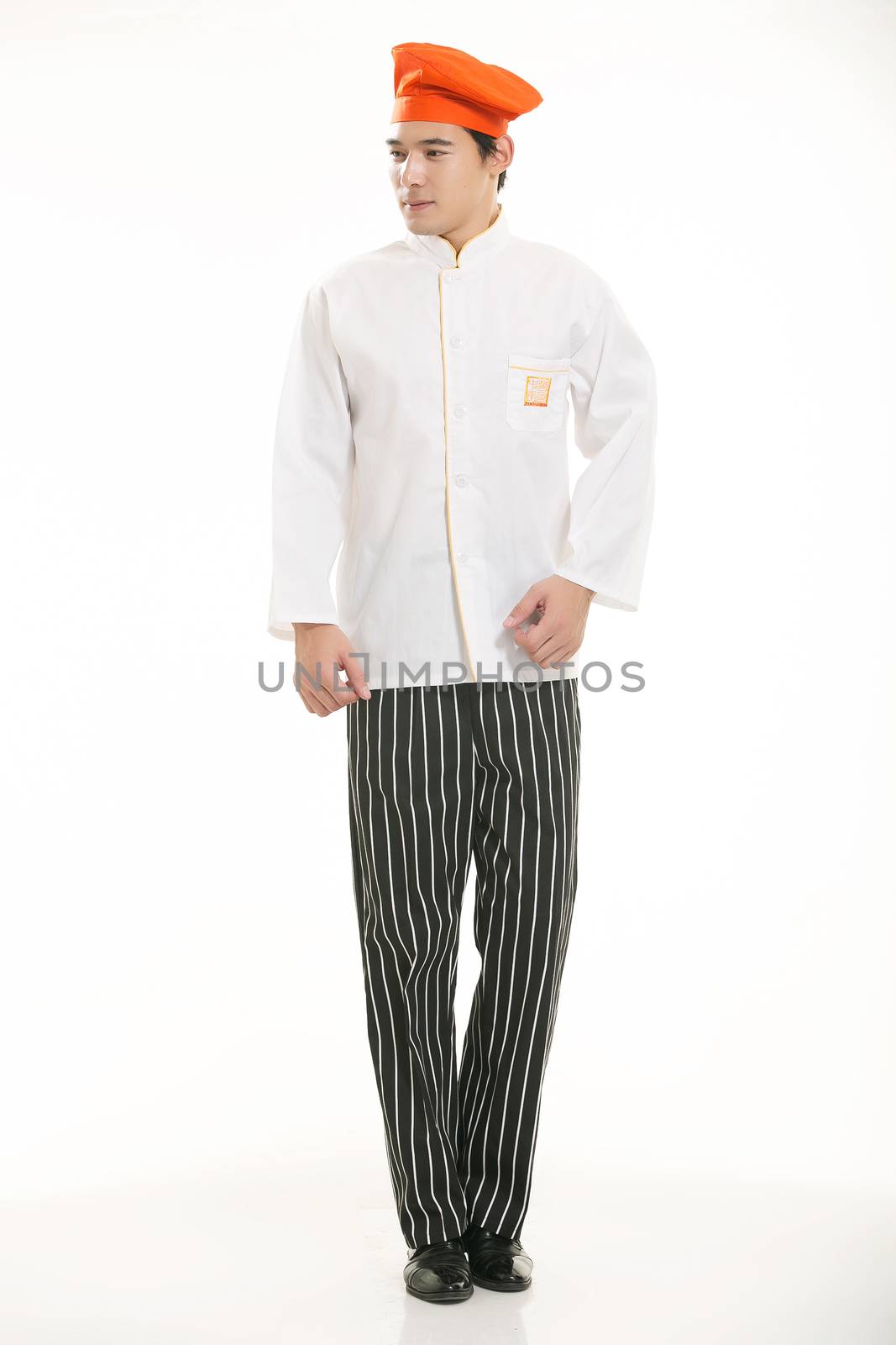 Wearing all kinds of clothing chef dietitian in front of white background