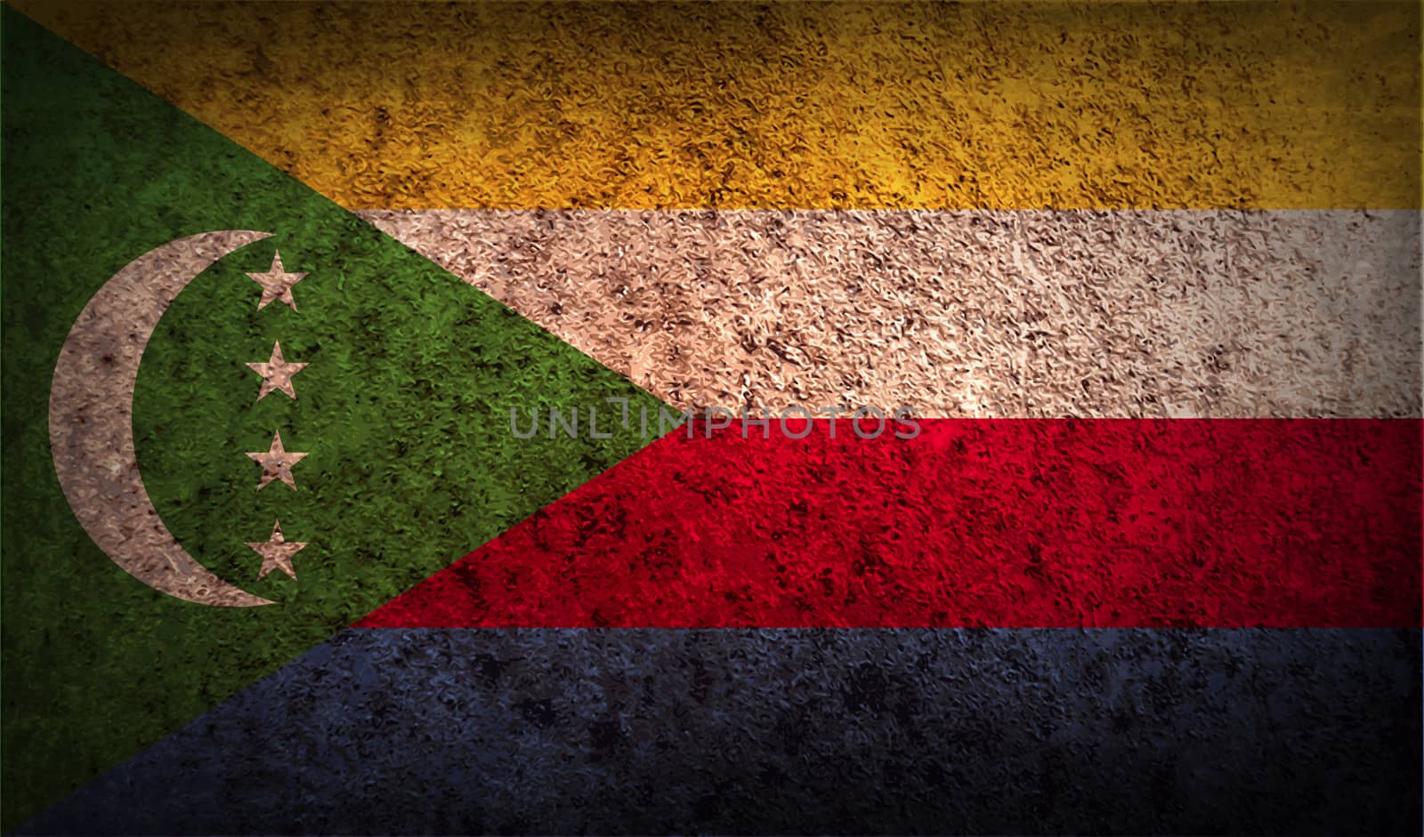 Flag of Comoros with old texture.  by serhii_lohvyniuk