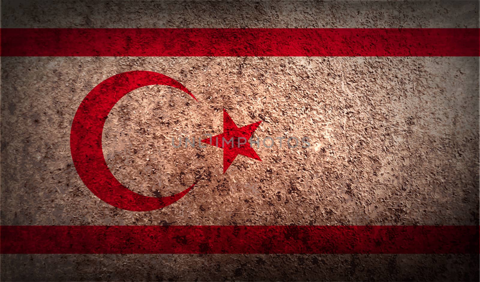 Flag of Turkish and Northern Cyprus with old texture.  illustration