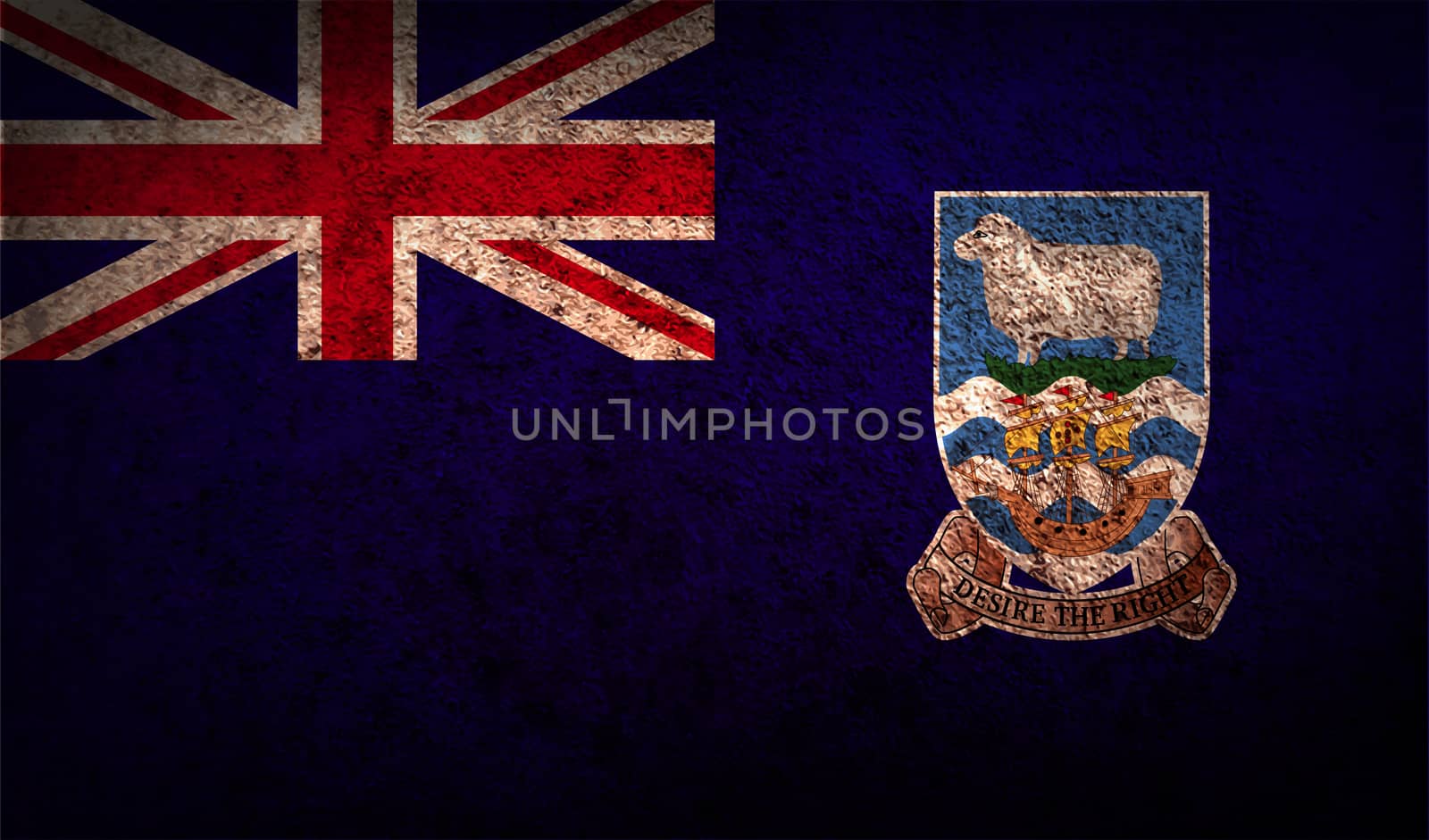 Flag of Falkland Islands with old texture. Vector by serhii_lohvyniuk