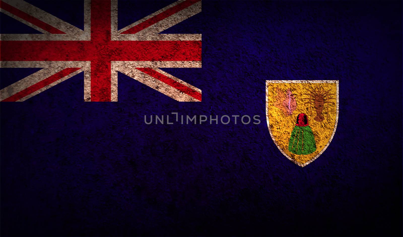Flag of Turks and Caicos with old texture.  illustration