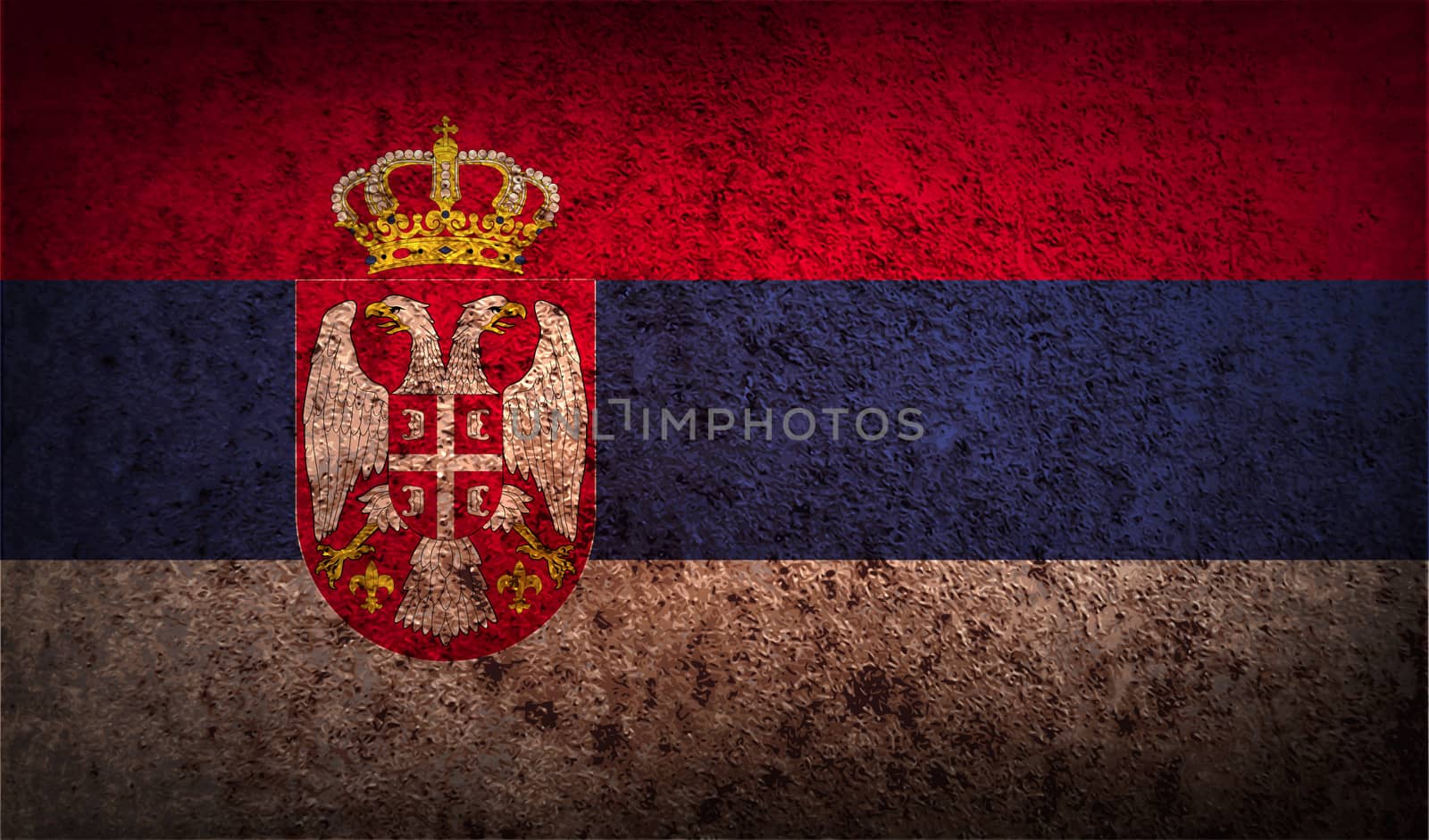 Flag of Serbia with old texture.  illustration