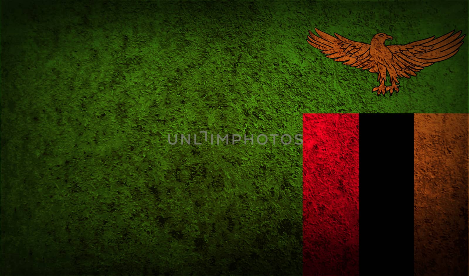 Flag of Zambia with old texture.  illustration