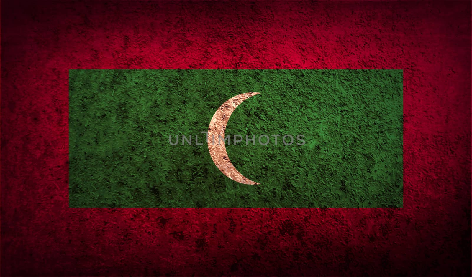 Flag of Maldives with old texture.  illustration