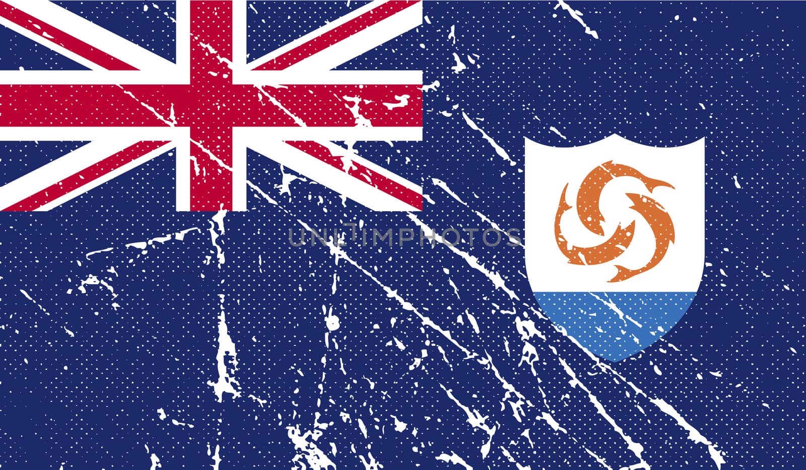 Flag of Anguilla with old texture.  illustration