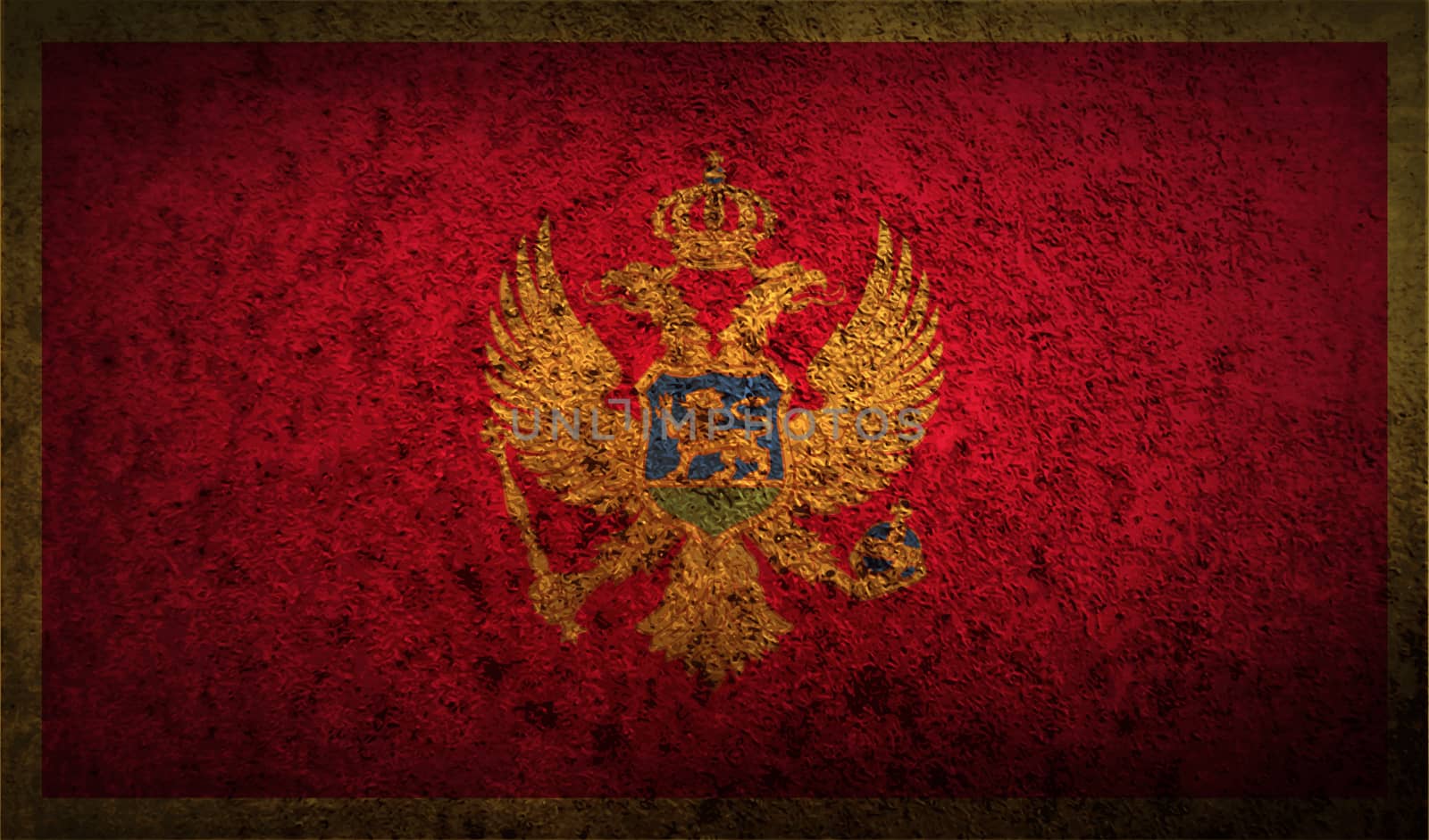 Flag of Montenegro with old texture.  by serhii_lohvyniuk