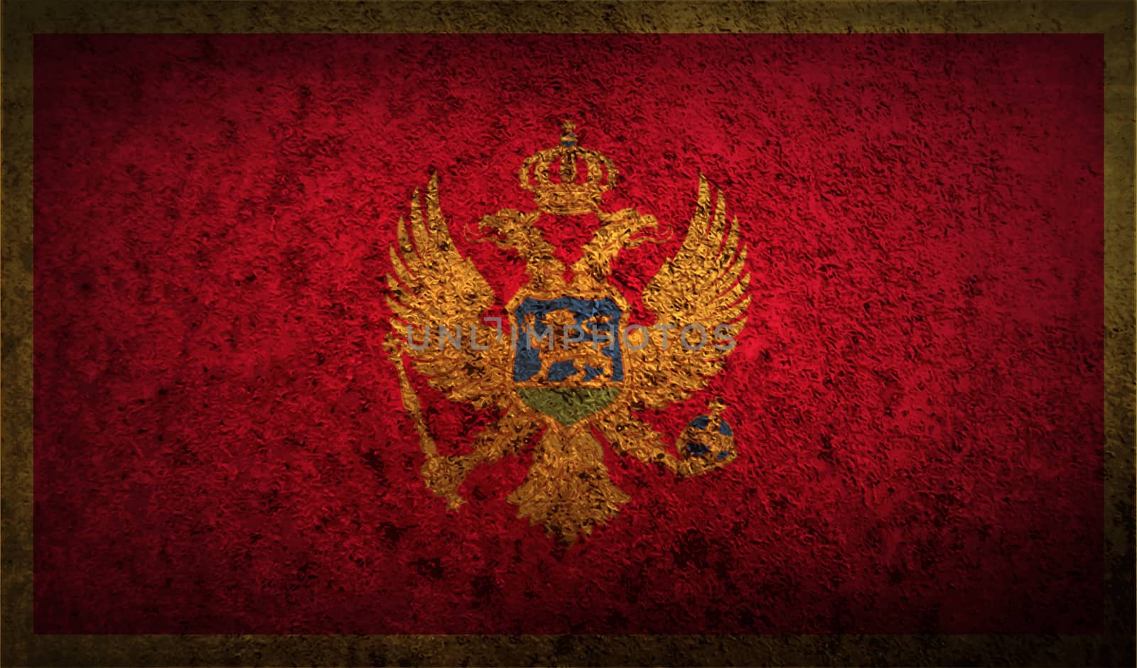 Flag of Montenegro with old texture.  illustration