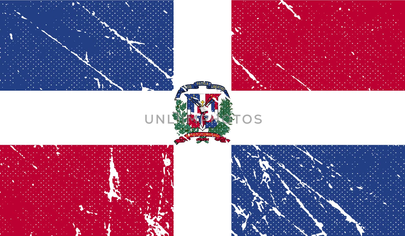 Flag of Dominican Republic with old texture.  illustration